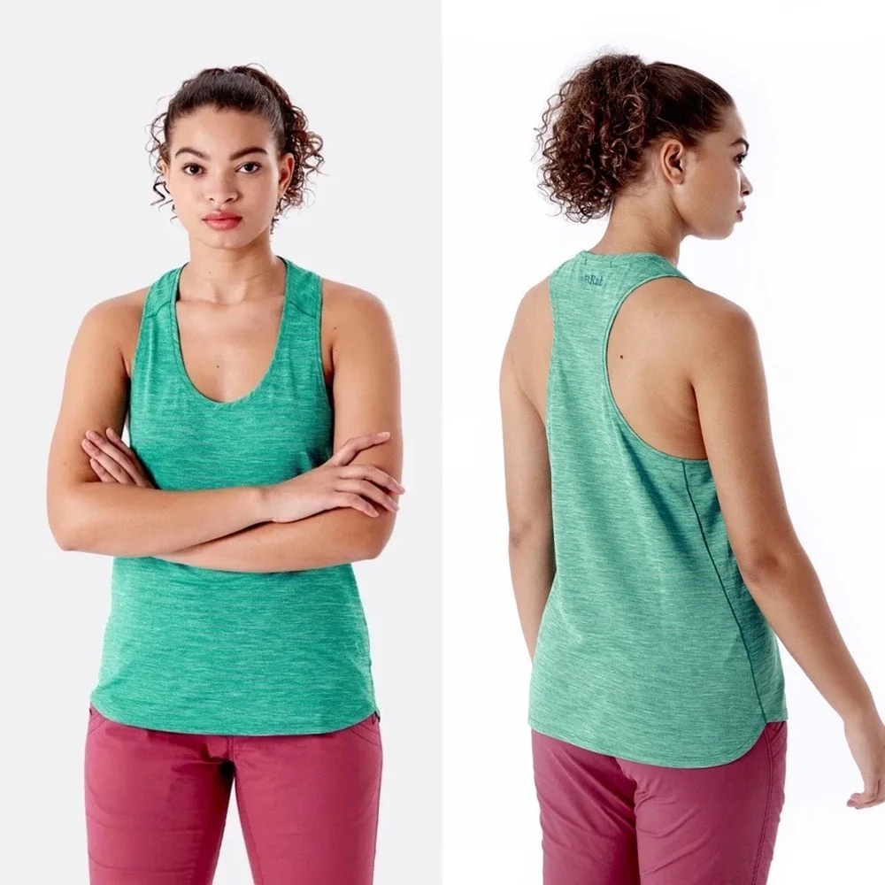 NWT Rab Womens Wisp Vest Storm Green Marl Tank Top - Picture 1 of 9